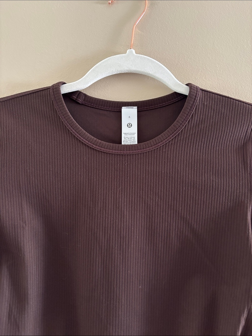 Lululemon All It Takes Ribbed Nulu Tee. Espresso. Size 6. NWT. - Picture 2 of 7